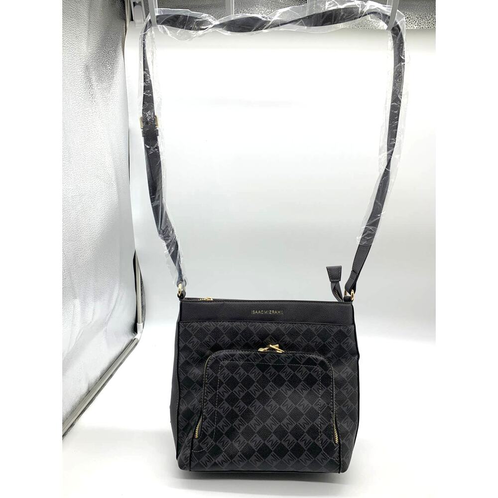 Isaac Mizrahi Live Crossbody Bag Women Multi Pouch Signature Canvas Gray Purse